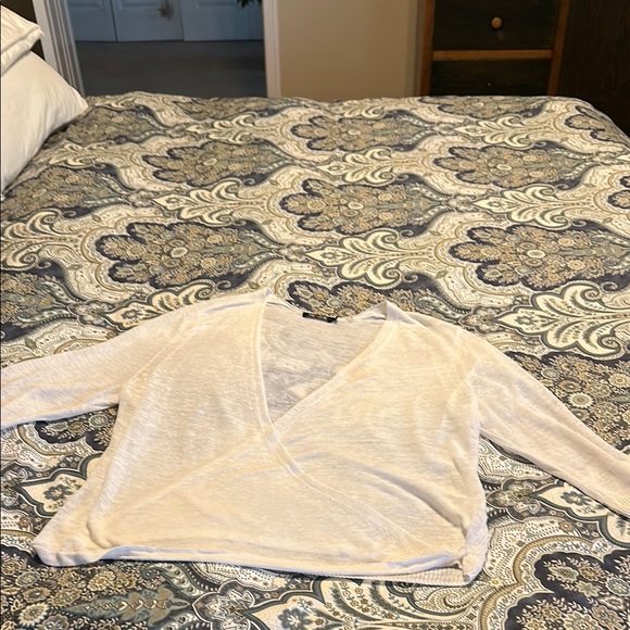 NIC+ZOE Cream 3/4 Sleeve Wrap Blouse - Picture 1 of 5